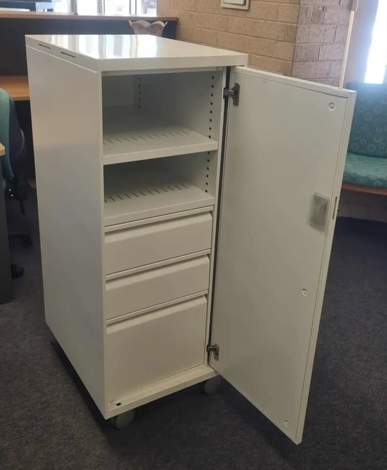 Perfect Metal Storage Unit, on wheels and lockable. 50+ Available. Reduced to Sell $150.