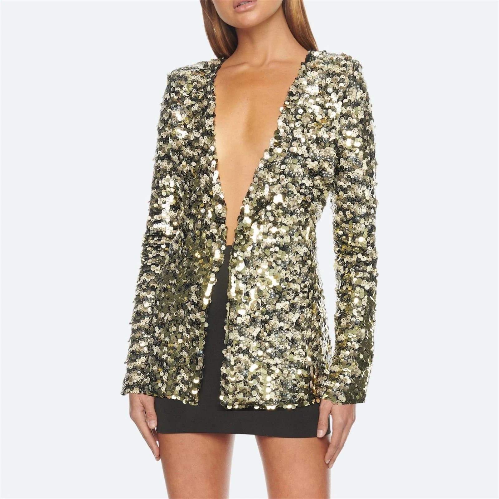 Eliya The Label Carlee Star Sequin Blazer XS / AU 6 / US 2 Gold Party Jacket